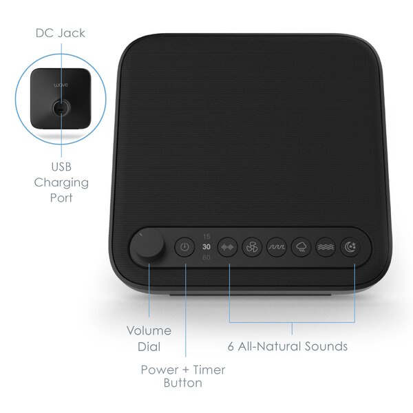 Pure Enrichment Wave Premium Sleep Therapy Sound Machine, Black