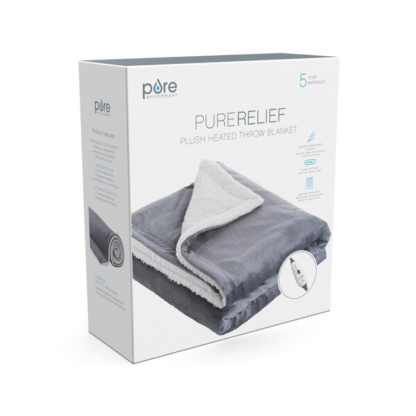 Pure Enrichment PureRelief Plush Heated Throw Blanket