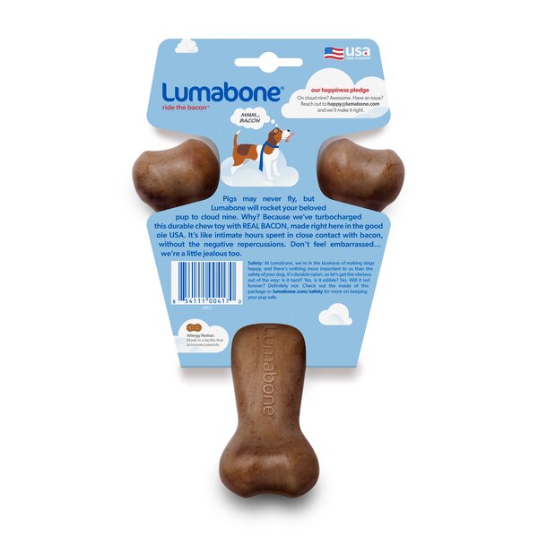 Lumabone Wishbone Bacon Flavor Dog Chew Toy, Medium