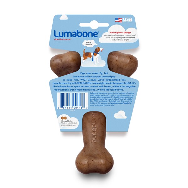 Lumabone Wishbone Bacon Flavor Dog Chew Toy, Small