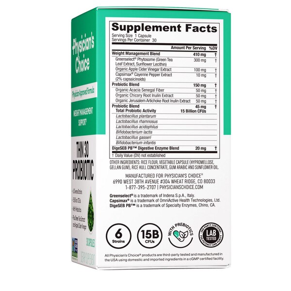 Physician's Choice Thin 30 Probiotic Delayed-Release Capsules
