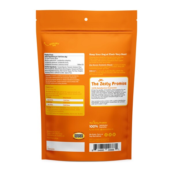 Zesty Paws Probiotic Bites Pumpkin Flavor, 60ct