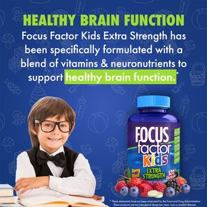 Focus Factor Kids Extra Strength Daily Chewable Vitamins for Kids, Berry Blast, 120 CT