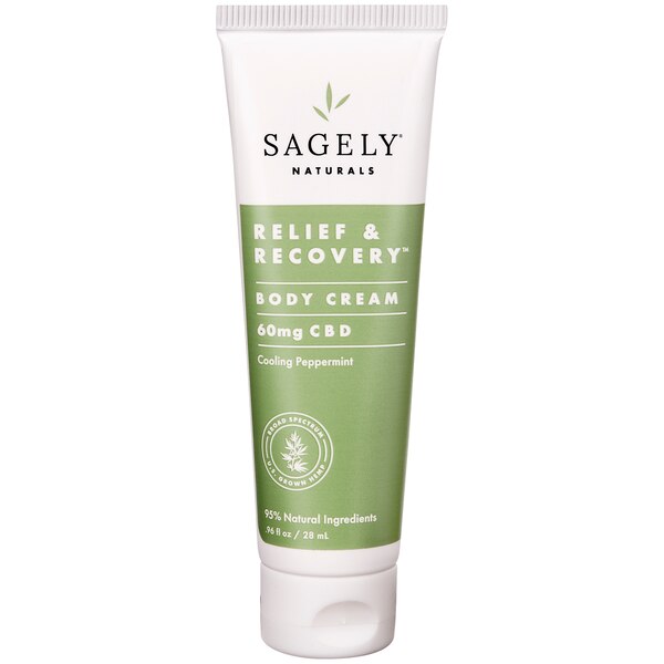 Sagely Relief & Recovery Body Cream, 60mg CBD, 0.96 OZ