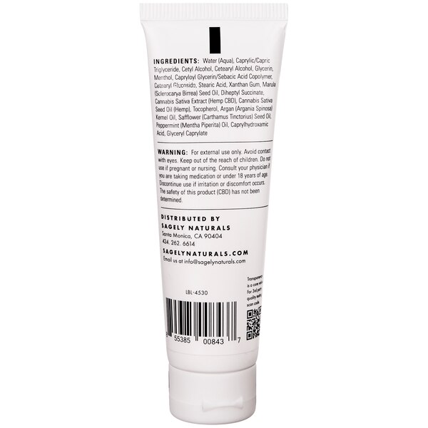 Sagely Relief & Recovery Body Cream, 60mg CBD, 0.96 OZ