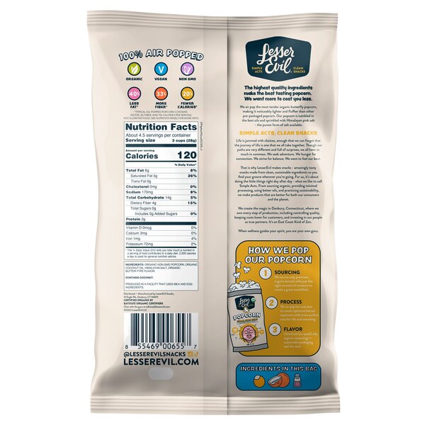 Lesser Evil Himalayan Gold Organic Popcorn, 5 oz