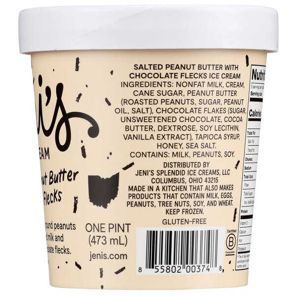 Jeni's Splendid Ice Creams Salted Peanut Butter with Chocolate Flecks, 16 oz