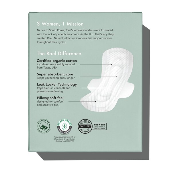Rael Organic Cotton Pads, Overnight, 12 CT
