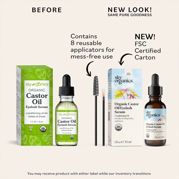Sky Organics Organic Castor Oil Eyelash Serum, 1 OZ