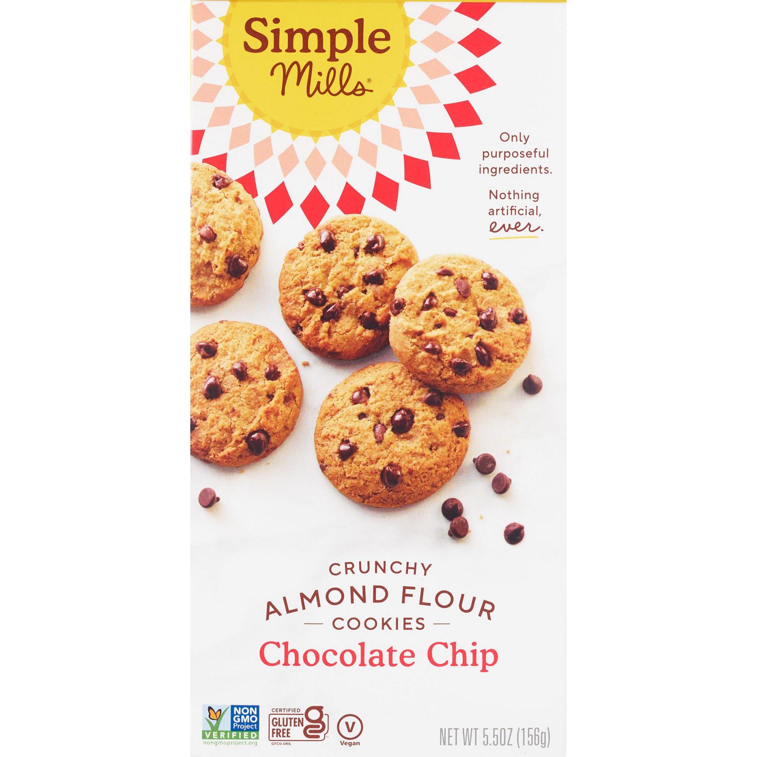 Simple Mills, Almond Flour Crunchy Chocolate Chip Cookie, 5.5 oz