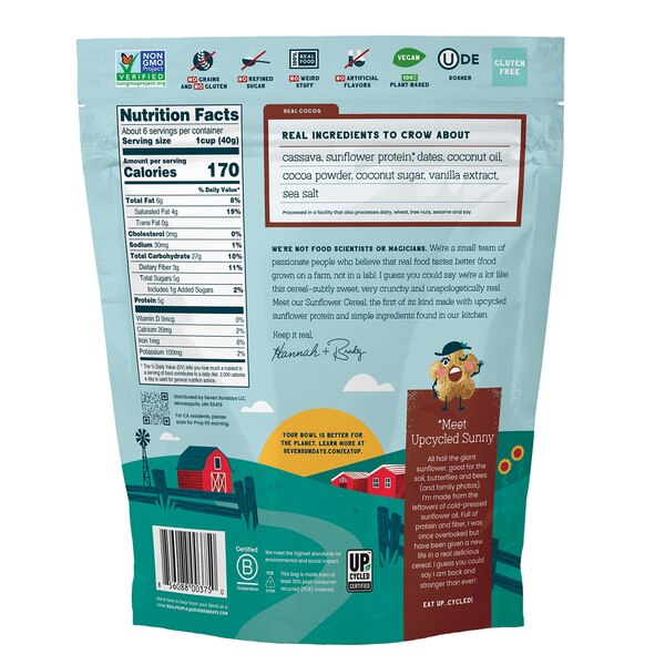 Seven Sundays, Real Cocoa Grain Free Sunflower Cereal, 8 oz