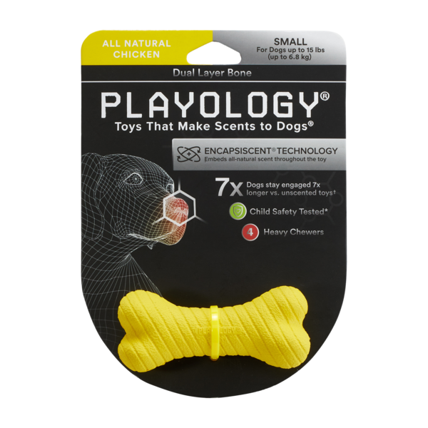 Playology Dual Layer Bone, Peanut Butter, Small