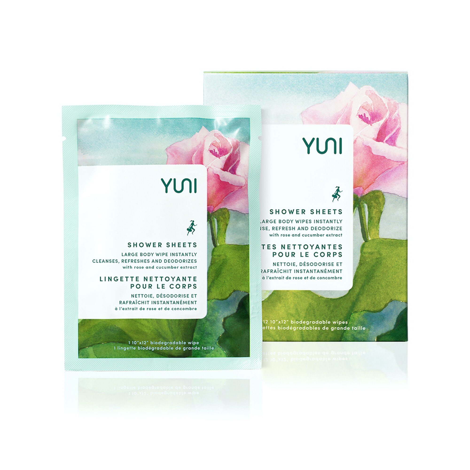 YUNI Rose and Cucumber Shower Sheets, 12CT