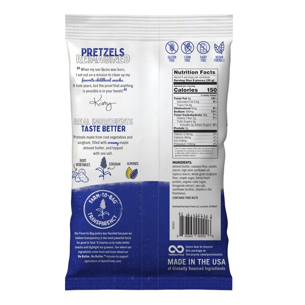 Quinn Maple Almond Butter Filled Pretzel Nuggets, 5 oz