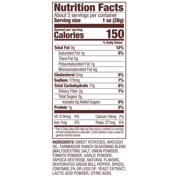 Jackson's, Farmhouse Ranch Sweet Potato Chips in Avocado Oil, 5 oz
