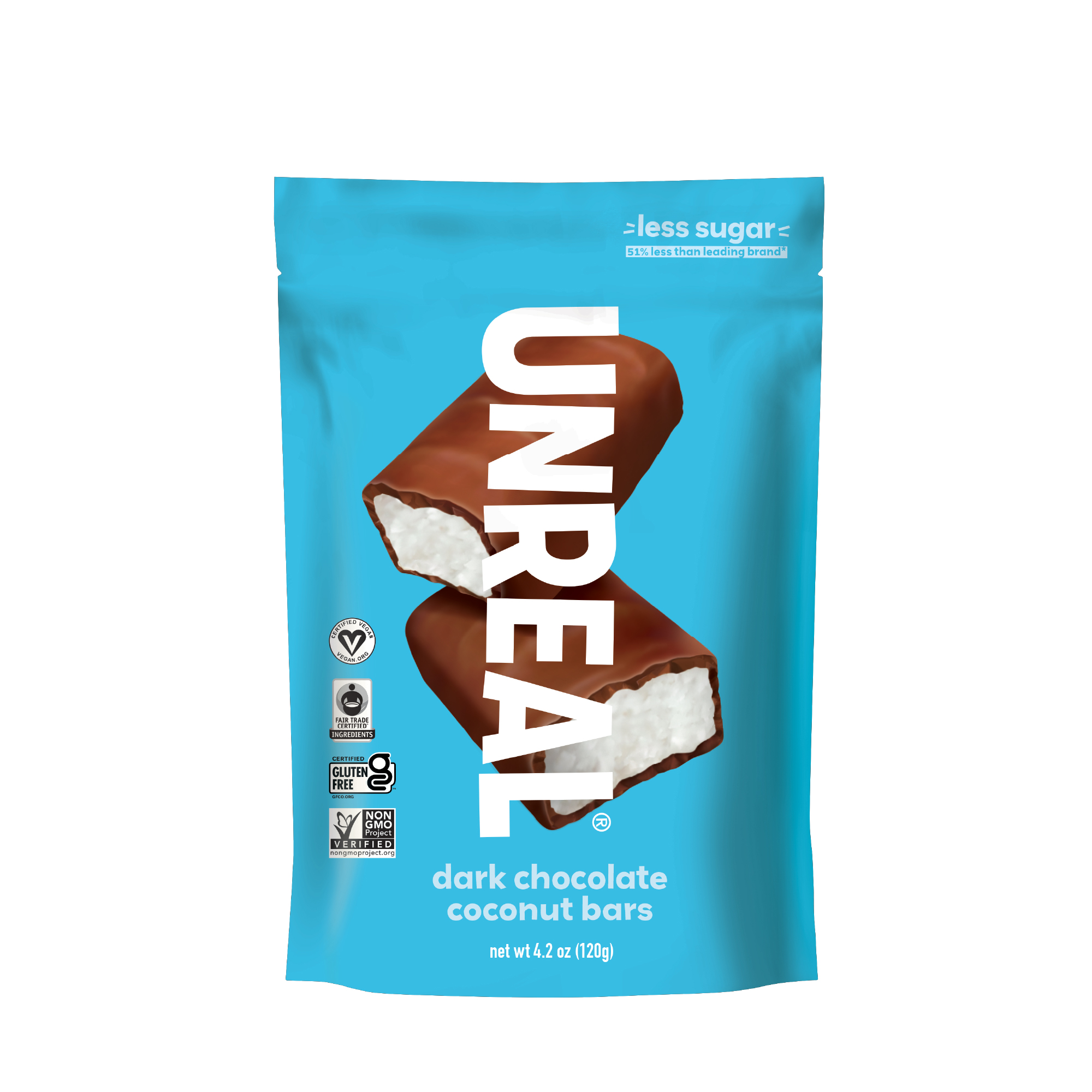 Unreal - Barras de chocolate negro y coco, 4.2 oz