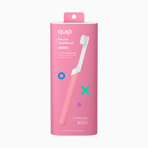 quip Kids Electric Toothbrush Kit with Built-In Timer and Travel Case, Soft Bristle, Pink