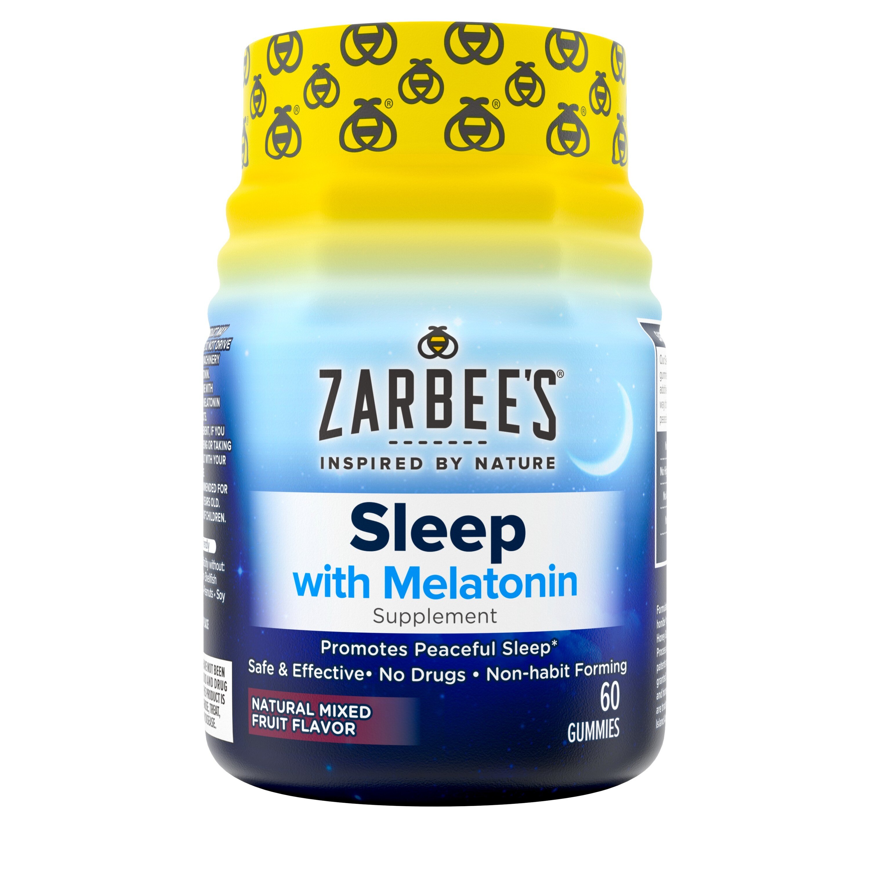 Zarbee's Adult Sleep + Melatonin Gummies Supplement, Natural Mixed Fruit Flavor, 60 Gummies