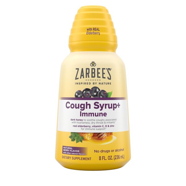 Zarbee's Complete Cough Syrup+ Immune Support Liquid, Berry, 8 OZ