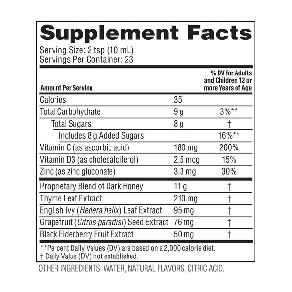 Zarbee's Complete Cough Syrup+ Immune Support Liquid, Berry, 8 OZ