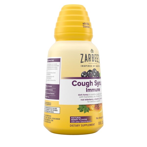 Zarbee's Complete Cough Syrup+ Immune Support Liquid, Berry, 8 OZ