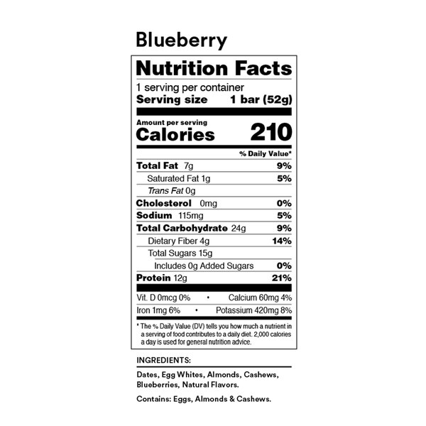 RXBAR Whole Food Protein Bar, Blueberry, 12g Protein, 1.83 oz Bar