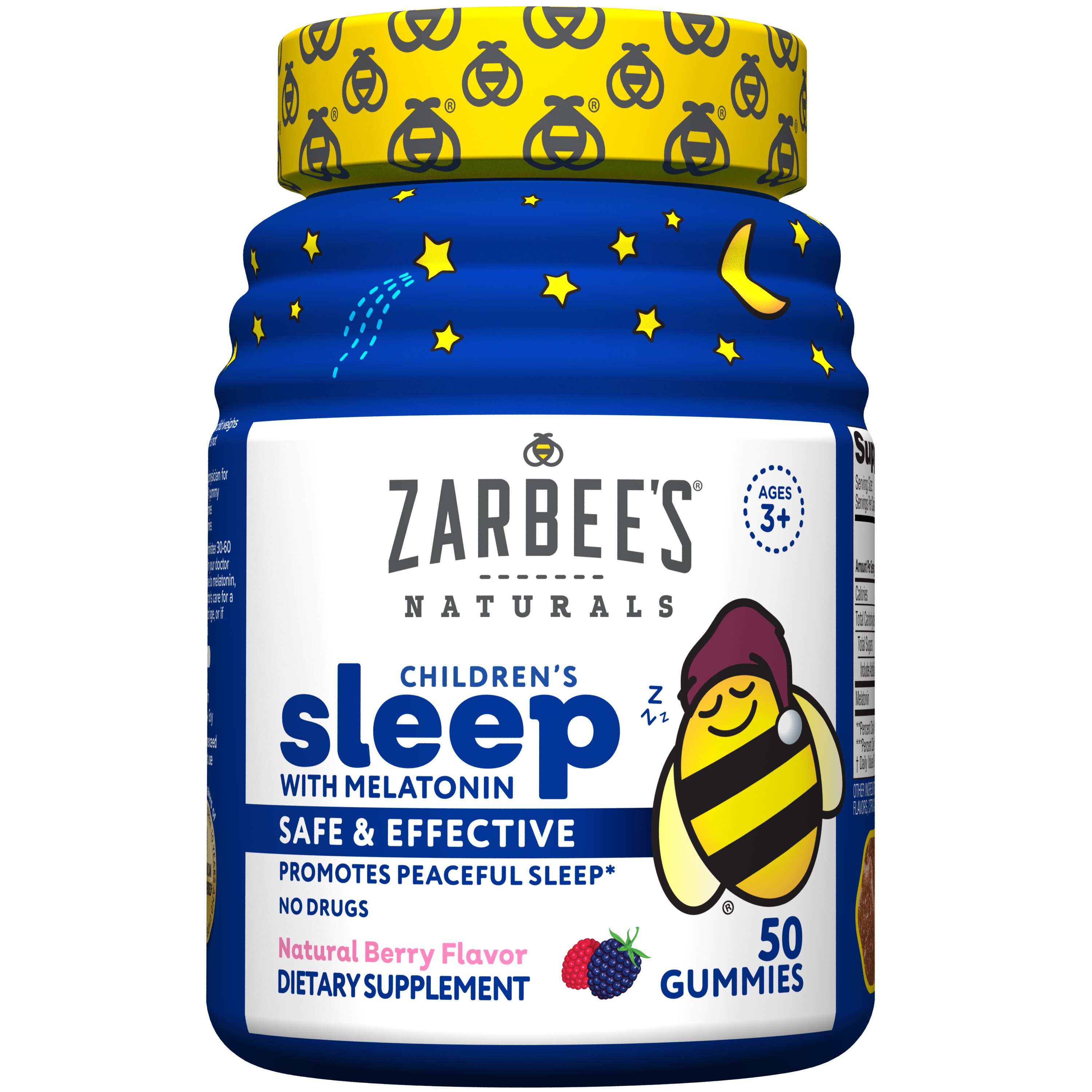 Zarbee's Naturals Children's Sleep Gummies with Melatonin, Natural Berry Flavor, 50 CT