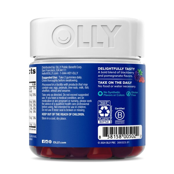 Olly The Perfect Men's Multivitamin 90CT, Blackberry Blitz