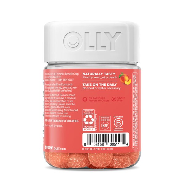 Olly Probiotic + Prebiotic Vitamin 30CT, Peachy Peach