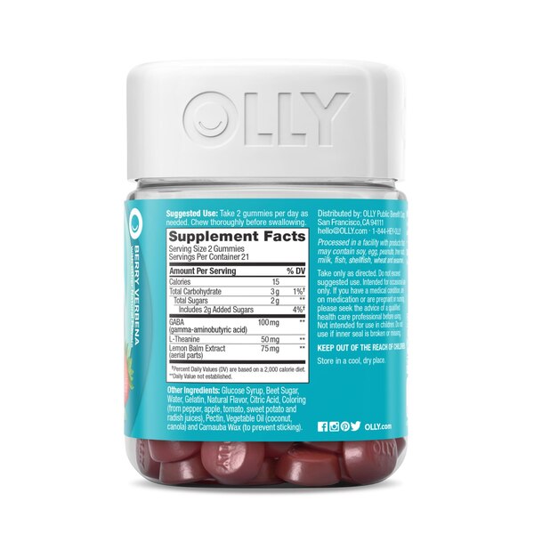 OLLY Goodbye Stress Gummies, Berry Verbena