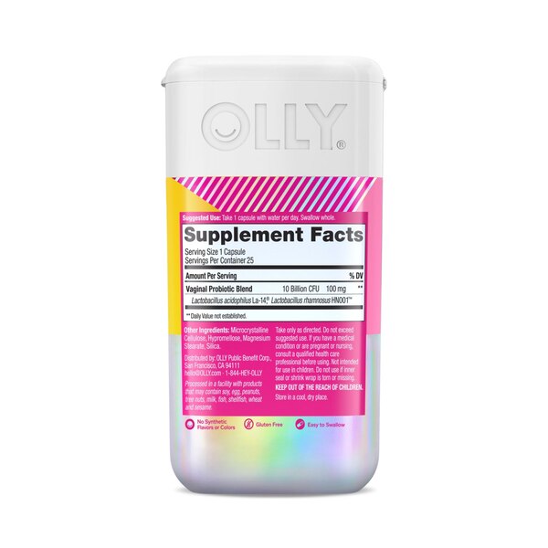 OLLY Happy Hoo-Ha, Women's Probiotic Capsule Supplement, 25 CT