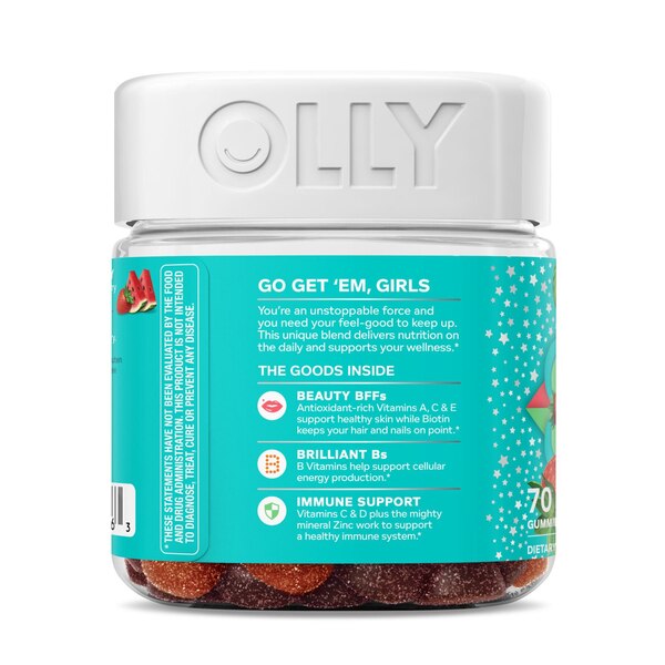 OLLY Teen Girl Multivitamin Gummies, Berry Melon, 70 CT