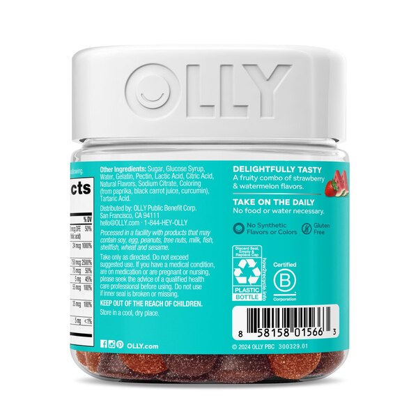 OLLY Teen Girl Multivitamin Gummies, Berry Melon, 70 CT
