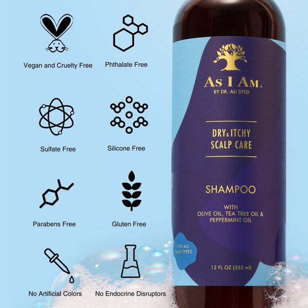 As I Am Olive & Tea Tree Oil Dandruff Shampoo, 12 OZ