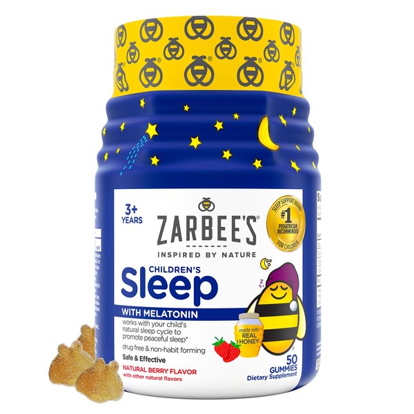 Zarbee's Naturals Children's Sleep with Melatonin Gummies, Natural Berry, 50 CT