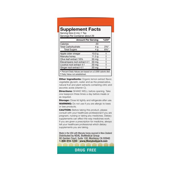 ManukaGuard Cough & Throat Syrup, 4 OZ