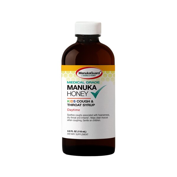 ManukaGuard Kids Daytime Cough & Throat Syrup, Honey Lemon, 4 OZ