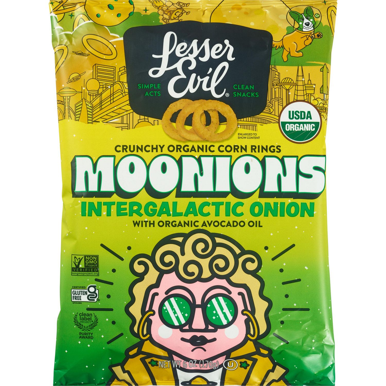 Lesser Evil, Moonions Intergalactic Onion Chips, 6 Oz