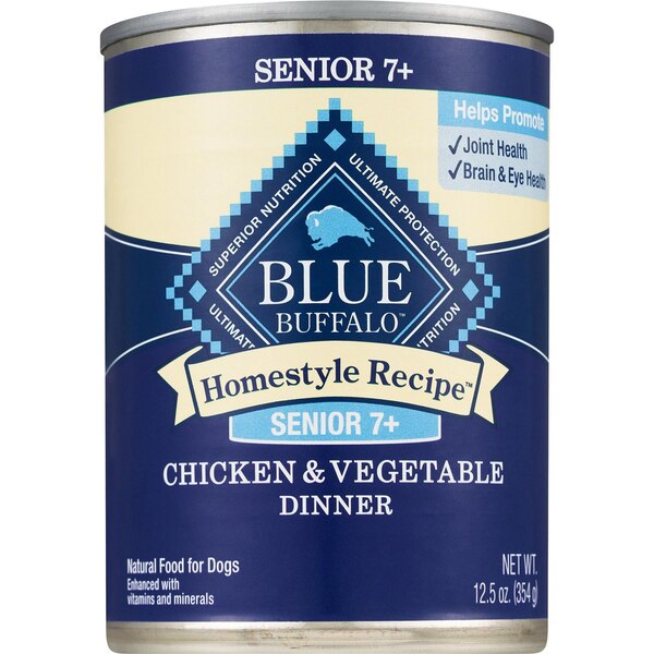 BLUE Buffalo Homestyle Recipe Senior Wet Dog Food, Chicken & Vegetable Dinner, 12 ct (12.5 oz per can)