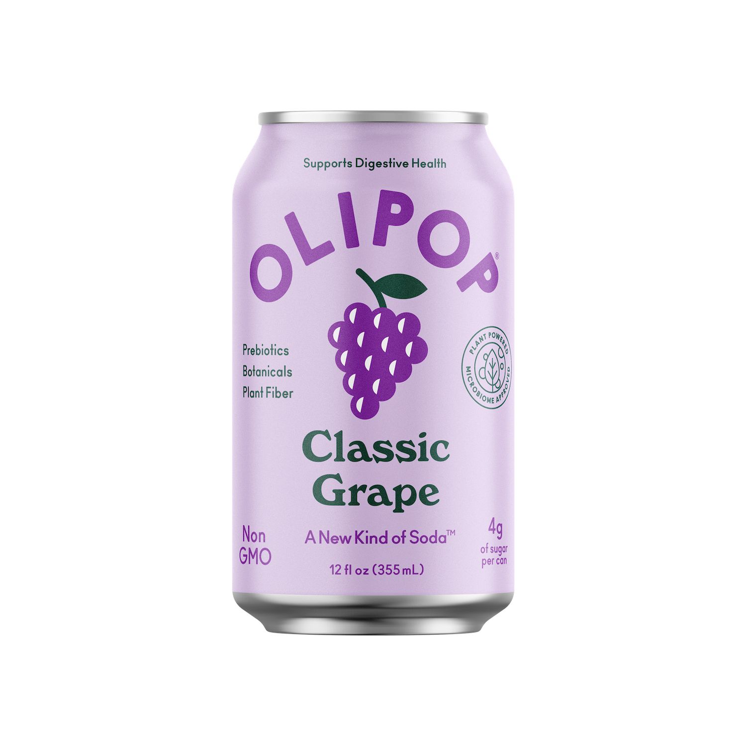 OLIPOP Prebiotic Soda, Classic Grape, 12 Oz