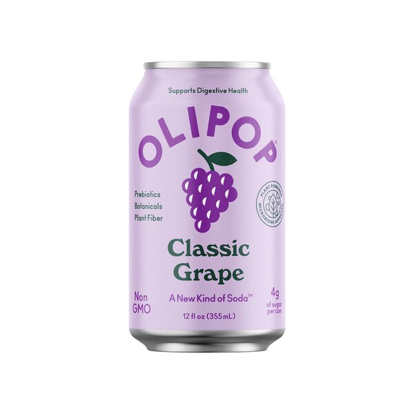 OLIPOP Prebiotic Soda, Classic Grape, 12 Oz