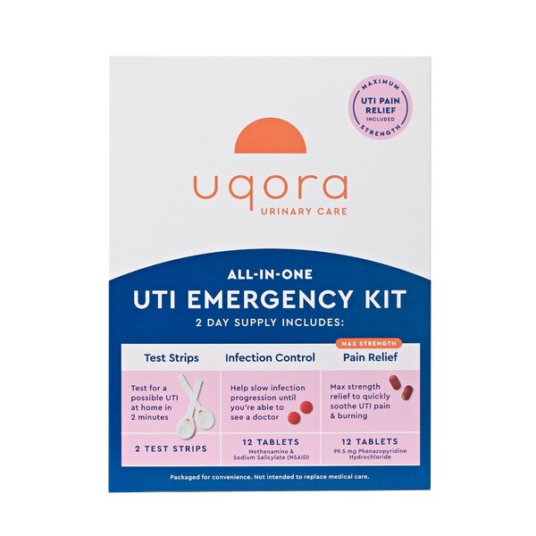 Uqora UTI Emergency Kit, UTI Pain Relief, UTI Infection Control, UTI Test Strips