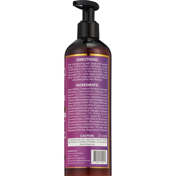 BLAQ Luxury Repair & Strengthen Hair Conditioner, Sage & Lychee, 12 OZ
