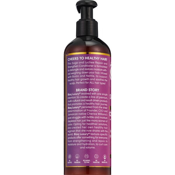 BLAQ Luxury Repair & Strengthen Hair Conditioner, Sage & Lychee, 12 OZ