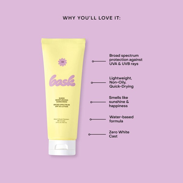 Bask Sheer Moisturizing Sunscreen Lotion, SPF 50