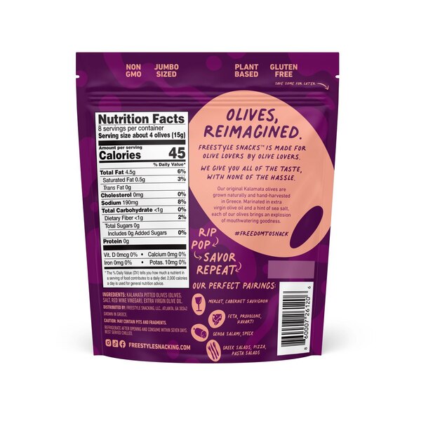 Freestyle, Kalamata Olive Snacks, 4 oz