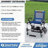 Journey Health and Lifestyle Zinger Folding Power Chair with Arm Rests, Portable Indoor Outdoor Powered Mobility Chair, Blue, thumbnail image