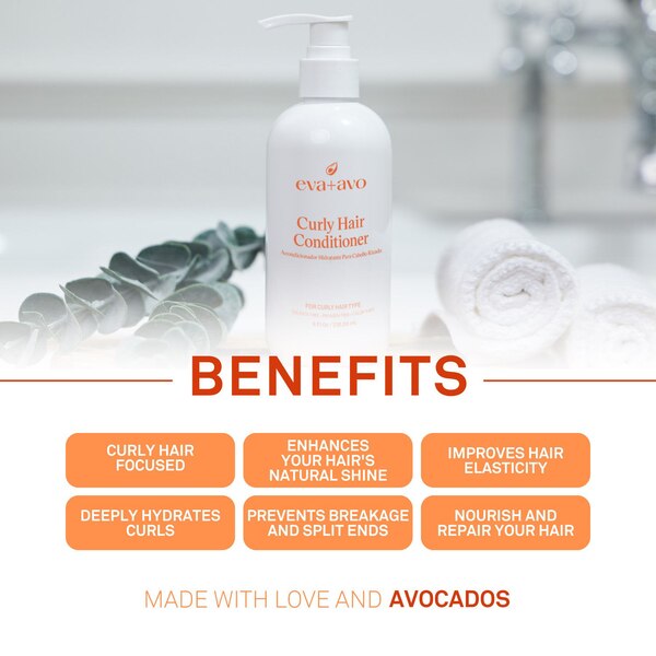 Eva + Avo Curly Hair Conditioner, 8 OZ 