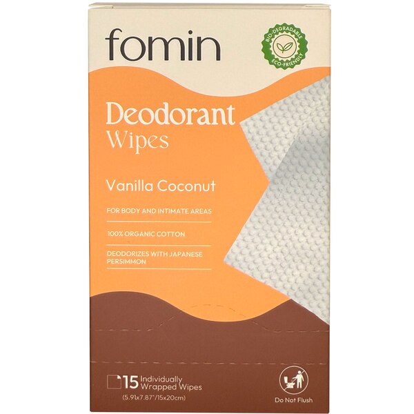 FOMIN Whole Body Deodorant Wipes, 15 CT