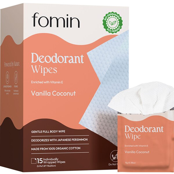 FOMIN Whole Body Deodorant Wipes, 15 CT